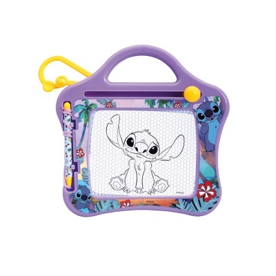 Pizarra mágica infantil roxa com personagens Stitch