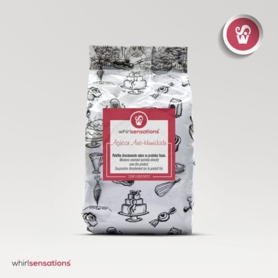 Embalagem de açúcar anti-humidade com design de confeitaria e rótulo vermelho e branco