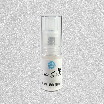 Frasco transparente de Pixie Dust branco da Just 4 Love