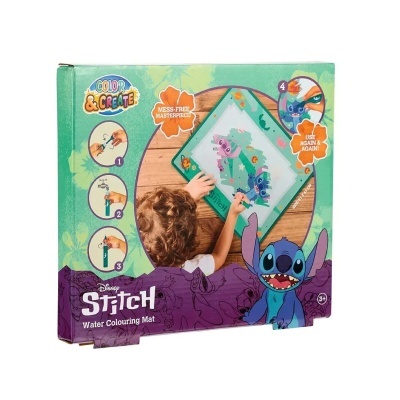 Caixa de tapete de colorir com água Disney Stitch com imagens e texto visíveis