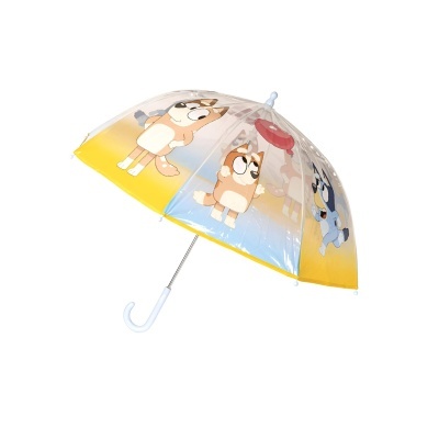 Guarda-chuva infantil transparente com personagens de desenho animado