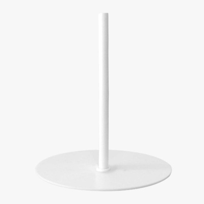 Suporte de mesa branco com base circular e haste vertical