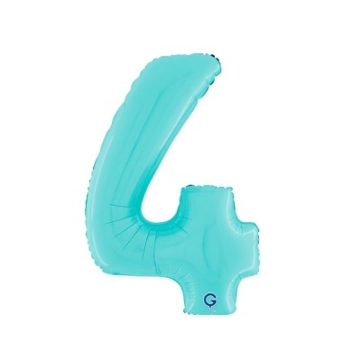Balão azul de número 4 em fundo branco