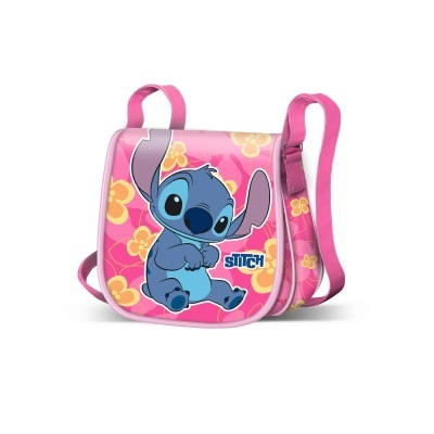 Mala infantil rosa com personagem Stitch