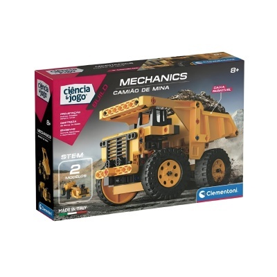 Caixa de brinquedo modelo camião de mina amarelo com pedras, embalagem STEM para crianças