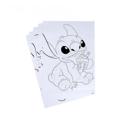 Folhas para colorir com desenho do Stitch a comer um gelado.