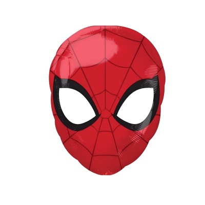 Máscara vermelha do Homem-Aranha com padrão de teia preta