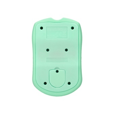Traseira de calculadora eletrónica verde com texto e parafusos