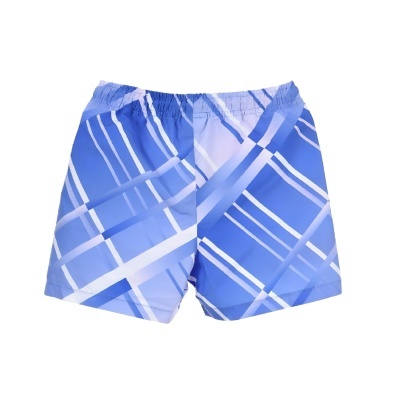 Calções de banho azuis com padrão geométrico branco