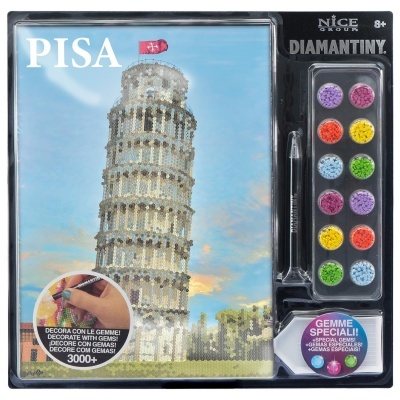 Kit Torre Pisa com diamantes coloridos e aplicador em embalagem preta