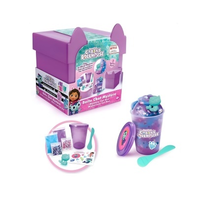 Caixa roxa GABBYS DOLLHOUSE com kit para fazer slime marinho e acessórios