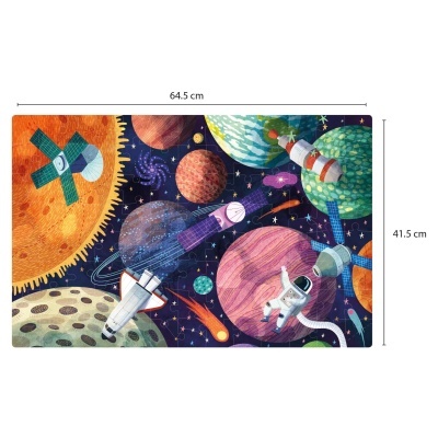 Tapete com ilustração de espaço sideral e planetas coloridos