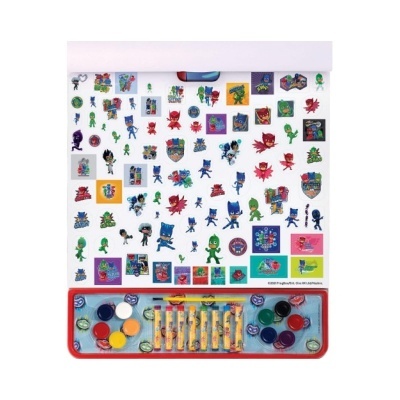 Conjunto infantil de pintura com tintas e autocolantes coloridos