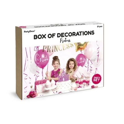 Caixa de decoração Party Deco para festa Princess com balões e acessórios