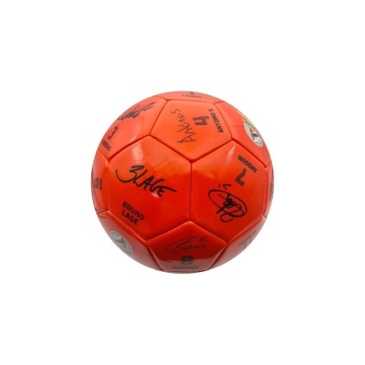 Bola laranja de Handebol com assinaturas e texto SL BENFICA