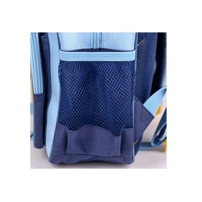 Bolsa ou mochila azul clara e azul escura com bolso em rede azul