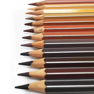 Lápis de cor em tons terra alinhados