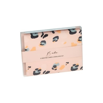 Conjunto de cartões de felicitações com padrão de manchas e embalagem transparente