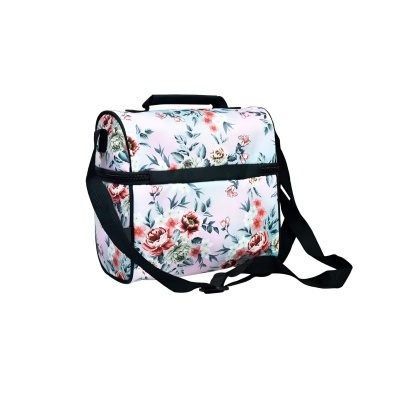 Mala de transporte floral branca com alça preta e pega superior