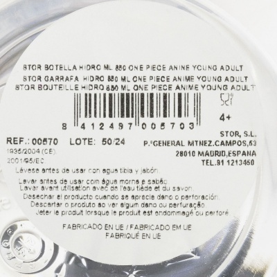 Etiqueta redonda branca com código de barras e instruções de uso em preto