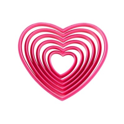 Conjunto de cortadores de bolachas coração rosa