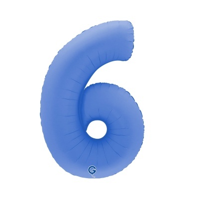 Balão azul em forma de número 6
