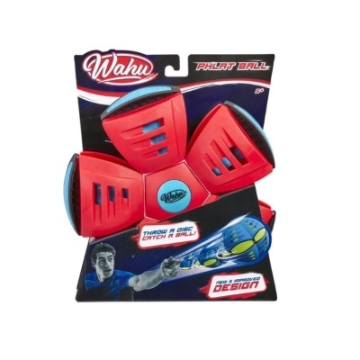 Brinquedo Wahu Phlat Ball vermelho com detalhes em azul e preto em embalagem