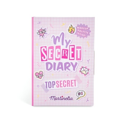 Capa de diário rosa claro com texto colorido e gráficos divertidos