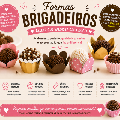 Formas para brigadeiros coloridas e decoradas com brigadeiros variados