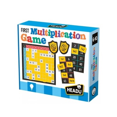 Caixa do jogo educativo First Multiplication Game para crianças com operações de multiplicação