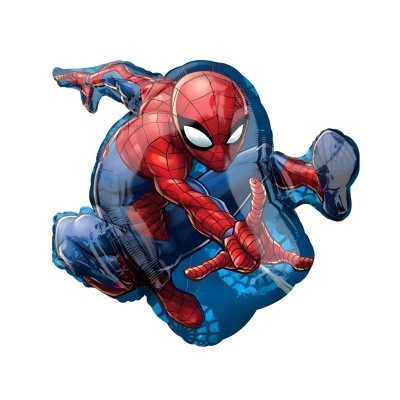 Balão plástico em forma do Homem-Aranha vermelho e azul
