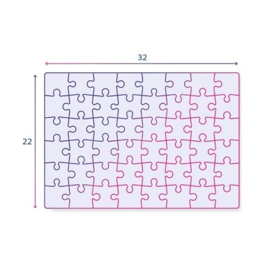 Puzzle retangular com linhas coloridas e medidas 32x22