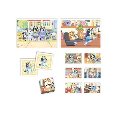 Imagens coloridas de personagens de cão de desenho animado em diferentes cenas.