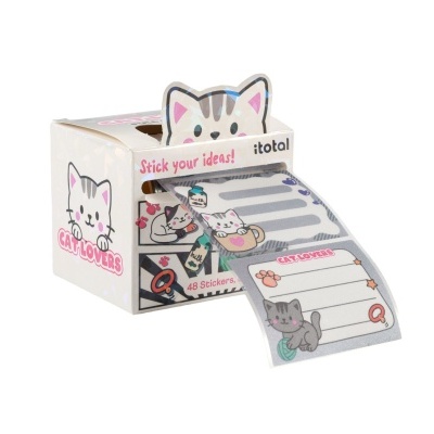 Caixa e folhas de autocolantes com tema gatos CAT LOVERS