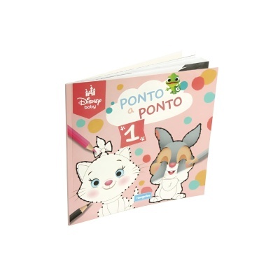 Livro infantil Disney baby Ponto a Ponto #1 com capa rosa e personagens animados