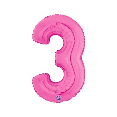 Balão rosa metálico número 3