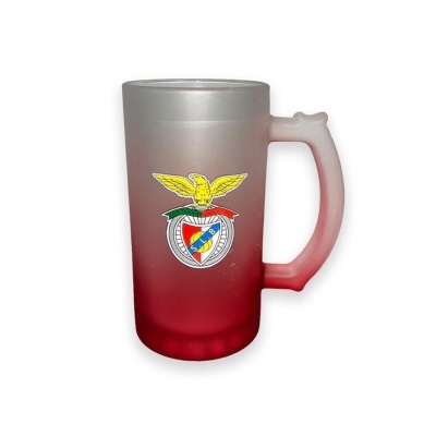 Caneca de vidro fosco com logo do S.L.B.