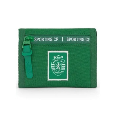 Carteira verde SCP Sporting Portugal com fecho e logótipo