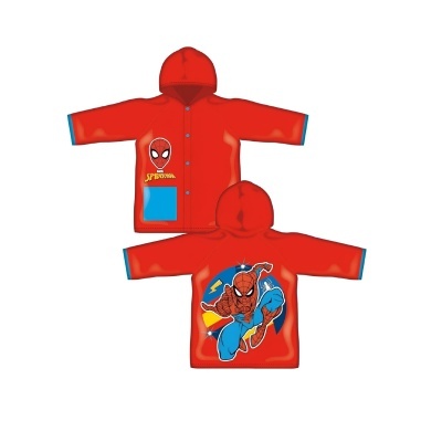 Casaco vermelho para criança com capuz e estampas do Homem-Aranha