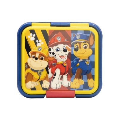 Lancheira infantil Patrulha Pata plástico azul e amarelo