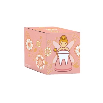 Caixa decorativa rosa com fada-dente e flores