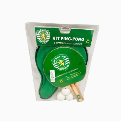 Kit de ping-pong Sporting Portugal com raquetes, bolas e capa verde