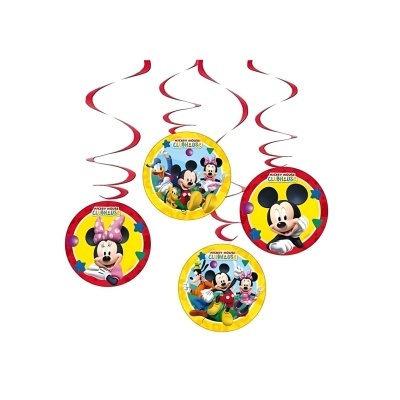 Pendentes redondos coloridos com personagens Disney e texto MICKEY MOUSE CLUBHOUSE