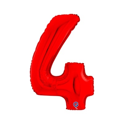 Balão de festa vermelho em forma do número 4
