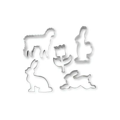 Cortantes metálicos para bolachas com formas de carneiro, flor e coelhos