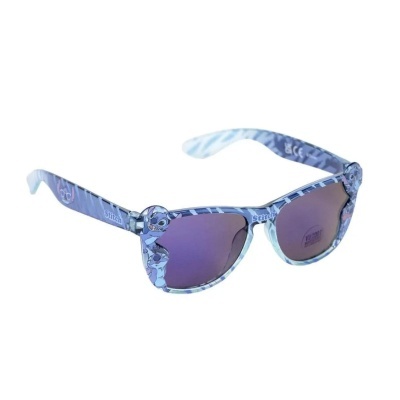 Óculos de sol com armação azul marmorizada e lentes roxas espelhadas