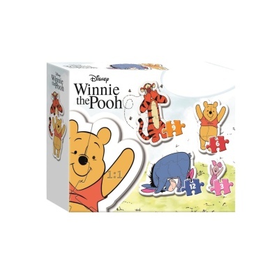 Caixa de puzzle Winnie the Pooh com personagens da Disney e peças numeradas