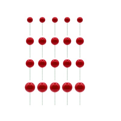 Alfinetes vermelhos de mapa organizados em colunas e linhas sobre fundo branco.