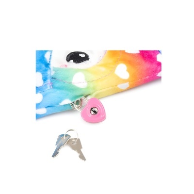 Capa colorida com cadeado em forma de coração e chaves