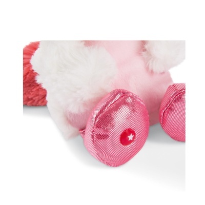 Pés cor-de-rosa brilhantes de pelúcia com pelúcia branca